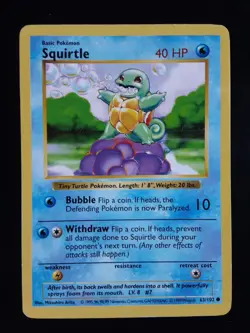 Pokemon Squirtle Shadowless Base Set 63/102 Vintage 1999 WOTC - Image 1