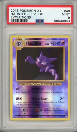 2016 Pokemon XY Evolutions Haunter Reverse Foil Holo #48 PSA 9 - Image 1