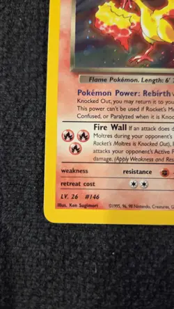Pokemon TCG Gym Heroes Unlimited Rocket's Moltres 12/132 Holo Rare - Image 3