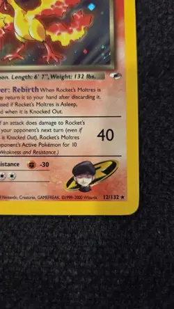 Pokemon TCG Gym Heroes Unlimited Rocket's Moltres 12/132 Holo Rare - Image 5