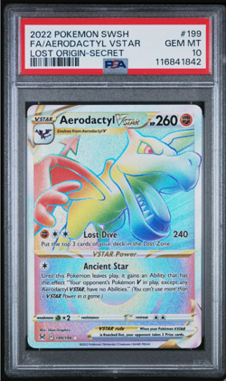 Aerodactyl VSTAR PSA 10 Pokemon SWSH 199 Lost Origin Secret Rare - Image 1