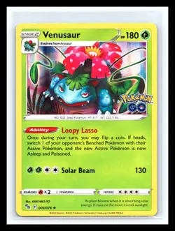 💥 Pokemon TCG Venusaur Rare Holo Pokemon Go 2022 # 003/078 - Image 1