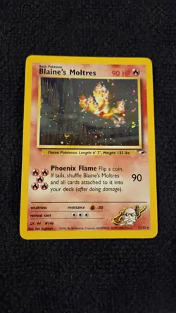 Pokemon TCG Gym Heroes Unlimited Blaine's Moltres 1/132 Holo Rare - Image 1