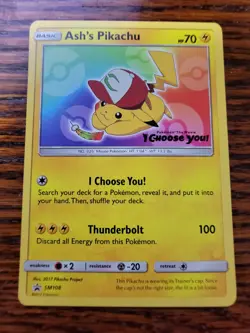 LP - 1x Ash's Pikachu - SM108 - Promo - SM Black Star Promo Pokemon SM Black - Image 1