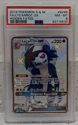 2019 Pokemon S & M FA/Lycanroc GX Hidden Fates PSA8 - Image 1