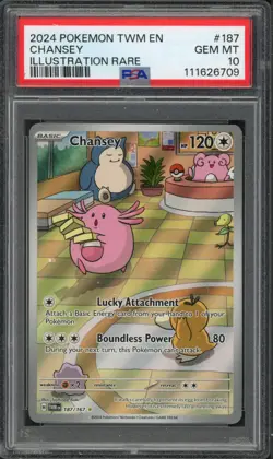 Pokemon PSA 10 Gem Mint Twilight Masquerade Illustration Rare Chansey 187/167 - Image 1