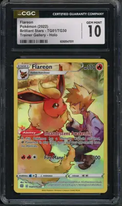 Pokemon CGC 10 Gem Mint Brilliant Stars: Trainer Gallery CHR Flareon TG01/TG30 - Image 1