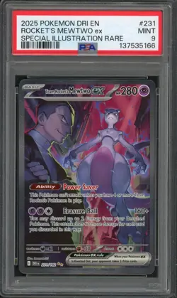 Pokemon PSA 9 Mint Destined Rivals SIR Team Rocket's Mewtwo EX 231/182 - Image 1