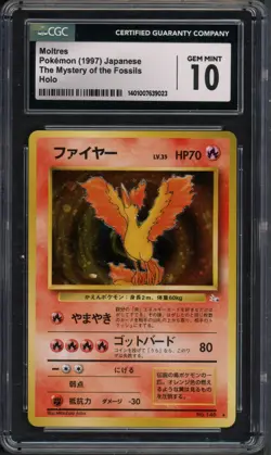 Pokemon CGC 10 Gem Mint Japanese Fossil Holo Moltres No. 146 - Image 1