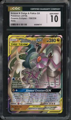 Pokemon CGC 10 Cosmic Eclipse Tag Team Arceus & Dialga & Palkia GX 156/236 - Image 1