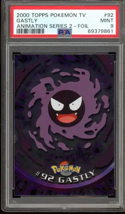Pokemon PSA 9 Mint Topps Animation Series 2 Foil Gastly #92 - Image 1