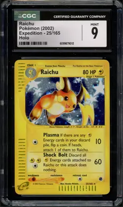 Pokemon CGC 9 Mint Expedition Holo Raichu 25/165 - Image 1