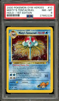 Pokemon PSA 8 NM-MT 1st Edition Gym Heroes Holo Misty's Tentacruel 10/132 - Image 1