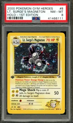 Pokemon PSA 8 NM-MT 1st Edition Gym Heroes Holo Lt. Surge's Magneton 8/132 - Image 1