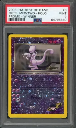 Pokemon PSA 9 Mint Best of Game Winner Stamp Reverse Holo Mewtwo #8 - Image 1