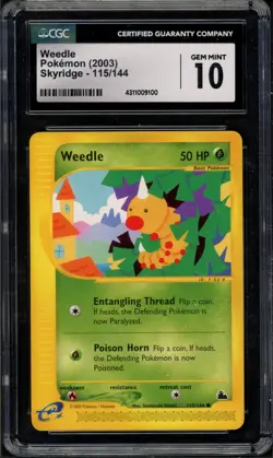 Pokemon CGC 10 Gem Mint Skyridge Common Weedle 115/144 - Image 1