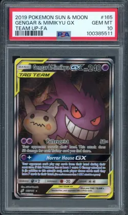 Pokemon PSA 10 GEM MINT Team Up Tag Team Gengar & Mimikyu GX 165/181 (JC) - Image 1