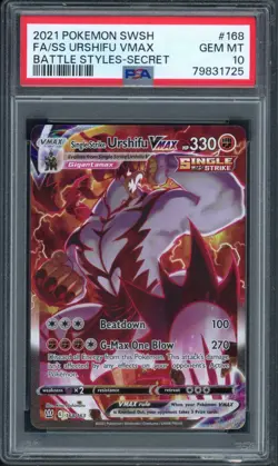 Pokemon PSA 10 Gem Mint Battle Styles Alt Art Single Strike Urshifu VMAX 168/163 - Image 1