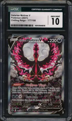 Pokemon CGC 10 Gem Mint Chilling Reign Alt Art Galarian Moltres V 177/198 - Image 1