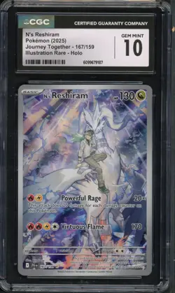 Pokemon CGC 10 Gem Mint Journey Together Illustration Rare N's Reshiram 167/159 - Image 1