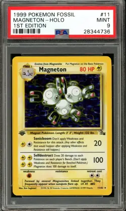 Pokemon PSA 9 Mint 1st Edition Fossil Holo Magneton 11/62 - Image 1