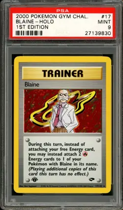 Pokemon PSA 9 Mint 1st Edition Gym Challenge Holo Blaine 17/132 - Image 1