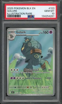 Pokemon PSA 10 Gem Mint Black Bolt Illustration Rare Golurk 123/086 - Image 1