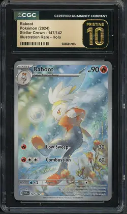 Pokemon CGC 10 Pristine Stellar Crown Illustration Rare Raboot 147/142 - Image 1