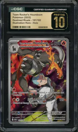 Pokemon CGC 10 Pristine Destined Rivals IR Team Rocket's Houndoom 191/182 - Image 1