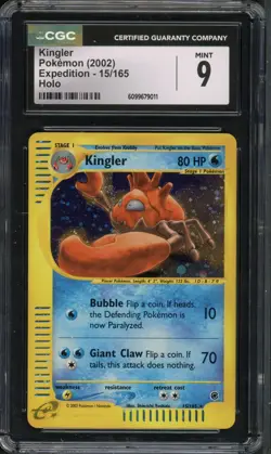 Pokemon CGC 9 Mint Expedition Holo Kingler 15/165 - Image 1