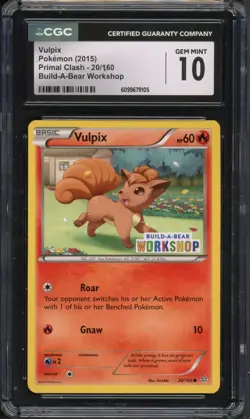 Pokemon CGC 10 Gem Mint Build-A-Bear Workshop Promo Vulpix 20/160 - Image 1