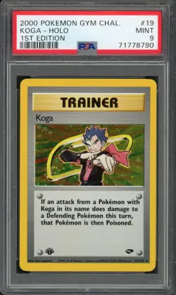 Pokemon PSA 9 Mint 1st Ed. Gym Challenge Holo Koga 19/132 - Image 1