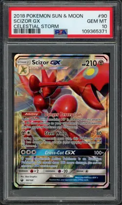 Pokemon PSA 10 Gem Mint Celestial Storm Ultra Rare Scizor GX 90/168 - Image 1