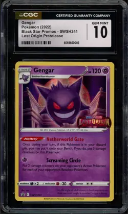 Pokemon CGC 10 Gem Mint Lost Origin Prerelease Promo Holo Gengar SWSH241 - Image 1
