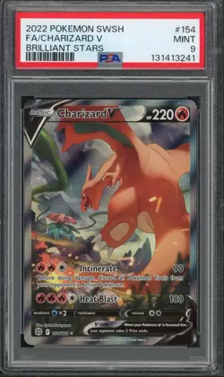 Pokemon PSA 9 Mint Brilliant Stars Alt Art Charizard V 154/172 - Image 1
