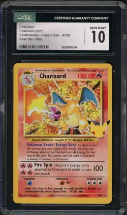Pokemon CGC 10 Gem Mint Celebrations: Classic Collection Holo Charizard 4/102 - Image 1