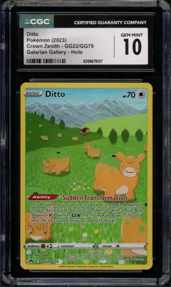 Pokemon CGC 10 Gem Mint Crown Zenith: Galarian Gallery Holo Ditto GG22/GG70 - Image 1