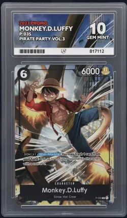 One Piece Promo Monkey D. Luffy Pirates Party Vol 3 #P-035 Ace 10 GEM MINT - Image 1