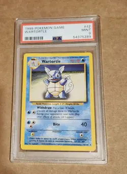 1999 POKEMON BASE SET UNLIMITED #42 WARTORTLE PSA 9 - Image 1