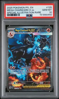 2025 POKEMON PFL EN-PHANTASMAL FLAMES #125 MEGA CHARIZARD X EX PSA 10 - Image 1