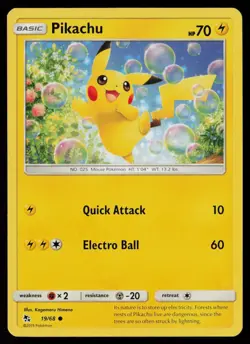 Pikachu 19/68 Pokemon Hidden Fates Common Lightly Played - Image 1