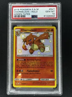 2019 POKEMON SUN & MOON HIDDEN FATES #SV7 CHARMELEON-HOLO PSA 10 - Image 1