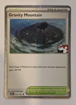 Swirl - Gravity Mountain 177/191 Cosmos Holo Pokemon Play Prize Pack Stamp - Image 1