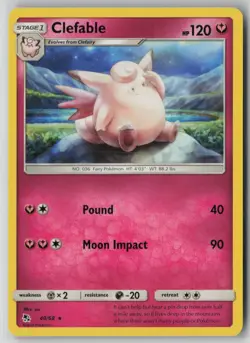 Clefable 40/68 Pokemon TCG Sun Moon Hidden Fates Regular Rare (Near Mint) NM 2 - Image 1
