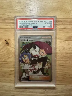 Pokemon Sun & Moon Hidden Fates FA Jessie & James Graded GEM MT 10 - Image 1