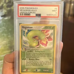 Pokemon Meganium EX Holo Rare 9/115 Unseen Forces PSA 9 2005 DOUBLE SWIRL 🌀 🌀 - Image 1