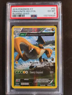 DRAGONITE-REV.FOIL- ROARING SKIES -2015 POKEMON XY- #52 PSA EX-MT 6 - Image 1
