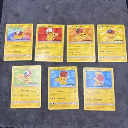 Ash’s Pikachu I Choose You Movie Promo Set Of 7 Cards SM108-114 MP See Pics - Image 1
