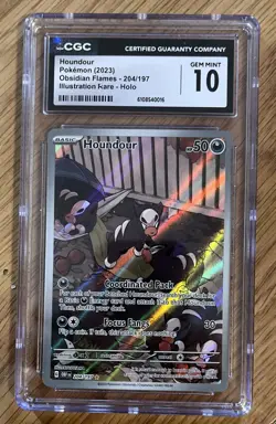 Houndour 204/197 CGC 10 Illustration Rare Obsidian Flames GEM MINT Pokemon Card - Image 1