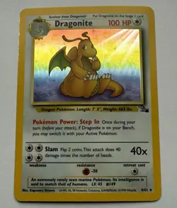 Pokemon TCG Dragonite Fossil Holo Rare Card 4/62 - Image 1